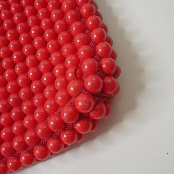 Vintage 60s Cherry Red Lucite Beaded Purse Bag Retro Mod VTG Jem Hong Kong SEE - Picture 9 of 12